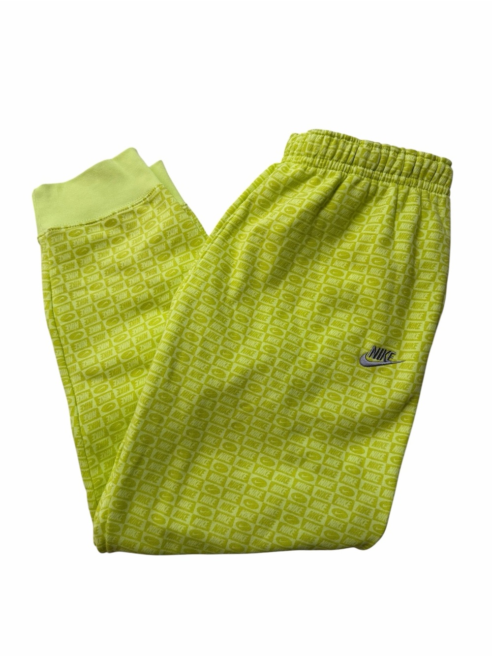 Nike Neon Lime All-Over Logo Sweatpants